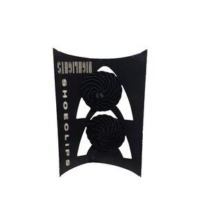 Vintage HIGHLIGHTS Shoe Clips Accents, Black with Round Swirl,